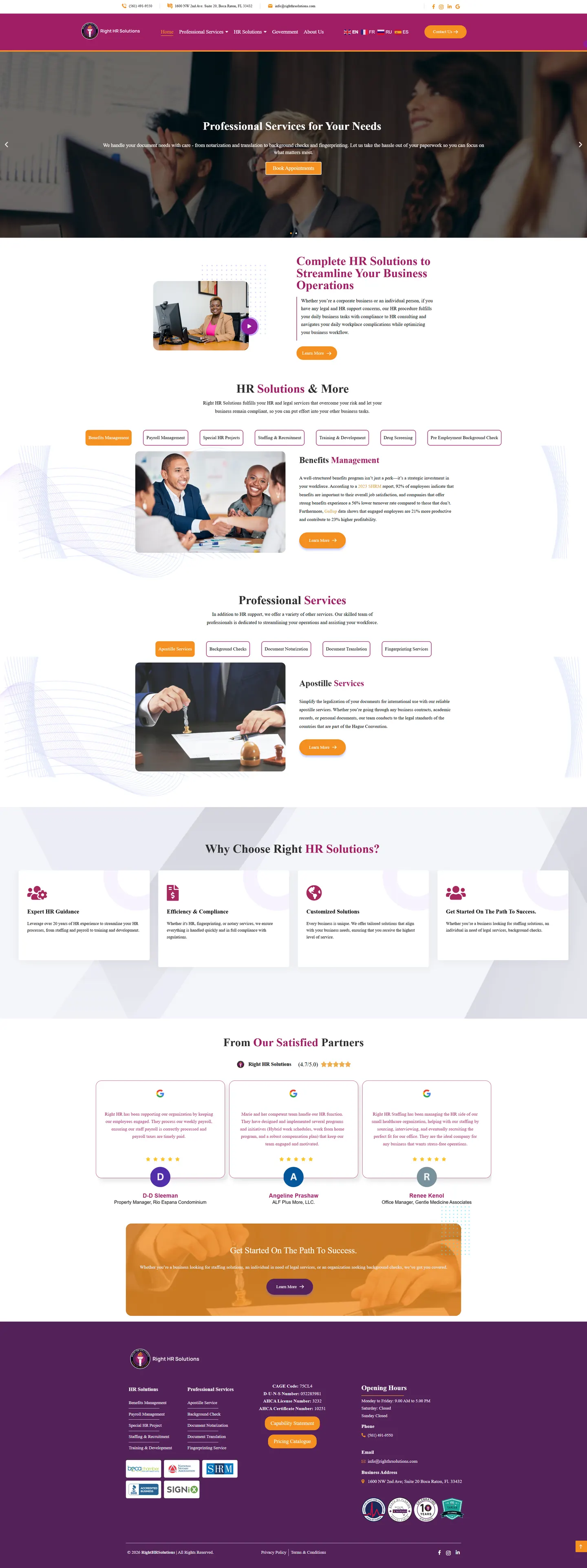 Right HR Solutions — full website screenshot